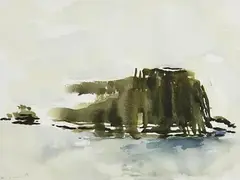 Pat Harris, Scarrif Island from Cill Rialaig, 2007, watercolour