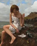 Message in a Bottle by Ernest Vincent Wood III American, oil on canvas board, offered Sep 2020