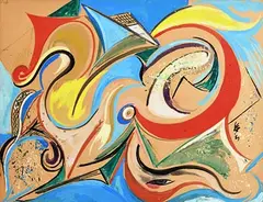 Edward Wolfe, Abstract Composition, gouache on wove paper