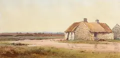 Cottage at the Edge of the Bog of Allen by Henry Albert Hartland, watercolour, sold Sep 2020