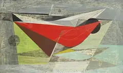 Kenneth Mahood, Red Boat, 1955, oil on board