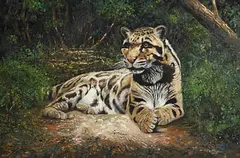 Clouded Leopard by Pip McGarry, 1999, oil on canvas, sold Sep 2020