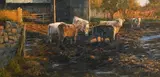 Henry McGrane, Feeding Time, oil on board