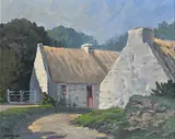 Seán O'Connor, Thatched Cottages, Caragh, Co. Kerry, oil on canvas