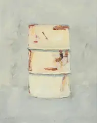 Cherith McKinstry, Rusty Oil Drum, oil on card