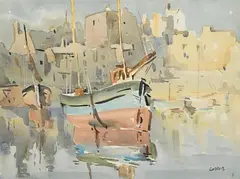 Desmond Carrick, Roundstone Harbour, watercolour