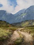 Eileen Meagher, Mountain Trail in the Twelve Bens, Connemara, oil on canvas