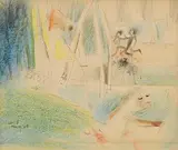 Louis le Brocquy, Children Playing, Paris, 1948, crayon and pencil