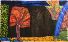 The Black Barn by William Crozier, 1989, acrylic and gold paint, sold Jul 2020