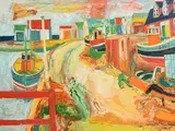 John Bellany, Port Seton, oil on canvas