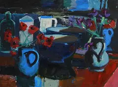 Still Life with Poppies by Brian Ballard, 2016, oil on canvas, offered Jul 2020