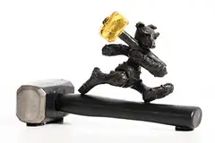 Patrick O'Reilly, Demolition Bear, unique bronze and golf leaf on lump hammer