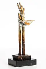 Bird in a Tree by Leo Higgins, unique bronze on granite base, sold Jul 2020
