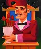Romantic Mr Punch by Graham Knuttel, oil on canvas, sold Jul 2020