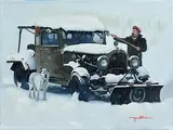 Mike Hamblin Amercian, Snow Plough, oil on canvas