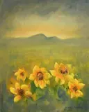 Carmel Mooney, Yellow Flowers, oil on canvas
