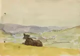 Chewing the Cud by Jack Butler Yeats, 1909, watercolour, sold Jun 2020