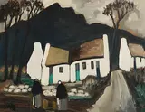 Shawlies at the Village by Markey Robinson, oil on board, sold Jun 2020