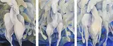 Margaret Egan, Dancing Horses, oil on canvas - triptych