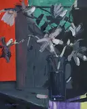 Brian Ballard, Magnolias against Red, 1989, oil on board