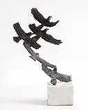 Flight of Birds by John Behan, 1977, unique bronze on marble base, sold Jun 2020