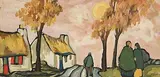 Irish Village by Markey Robinson, 1967, gouache on board, sold Jun 2020