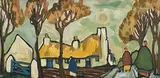 Village in the West by Markey Robinson, 1967, gouache on board, sold Jun 2020