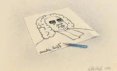 Jonathan Swift by Robert Ballagh, 1977, ink & collage, offered Jun 2020