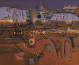 Malaga by Night by George Campbell, oil on board, sold Jun 2020