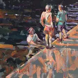 September Evening, Lismore River Pool by Arthur K. Maderson, oil on board, sold Jun 2020