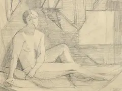 Mainie Jellet, Seated Nude, pencil drawing