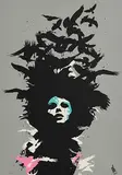Eelus, Raven Haired, 5 colour screen print - numbered 178 from an edition of 200