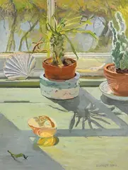 Damaris Lysaght, Bathroom Windowsill, 2002, oil on canvas laid on board