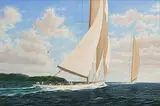 Patrick David Livingstone, Astra off Cowes, oil on canvas