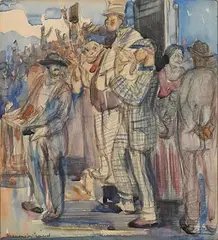 Maurice MacGonigal, The Betting Ring, watercolour