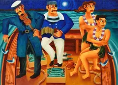 Graham Knuttel, The Moonlit Party, oil on canvas