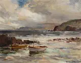 Stormy Day, Cushendun, Co Antrim by Maurice Canning Wilks, oil on canvas laid on board, sold May 2020