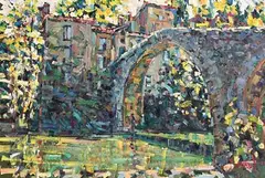Arthur K. Maderson, The Old Bridge, Le Vigan, Gard, France, oil on board