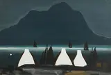 Sailing in Achill Sound by Markey Robinson, gouache on board, sold May 2020