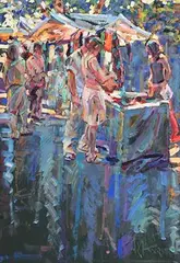 Arthur K. Maderson, French Market, oil on board