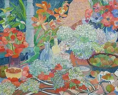 Victor Richardson, Still Life with Hydrangea, 1990, pastel