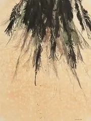 Gestural Drawing by Patrick Scott, 1978, charcoal over pencil with watercolour, sold May 2020