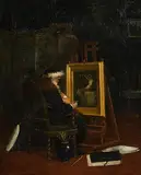 19th Century English School, Artist in His Studio, oil on canvas