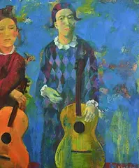 Musical Duo by Andriy Bludov -1962, oil on canvas, sold May 2020
