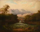 19th Century Irish School, Fishing on the River, oil on canvas
