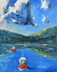 David Coyne, Coming into Harbour, acrylic on canvas