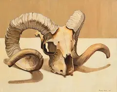 Michael Baird, Sheep's Skull, 1959, oil on board