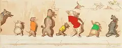 Boris O'Klein, Sus aux Curicux, hand coloured etching