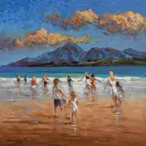 William Cunningham, Bathing Neath the Mournes, Co. Down, oil on board