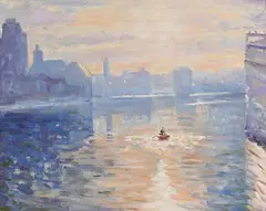 Ringsend Basin, Morning Haze by James O'Halloran, oil on canvas board, sold May 2020